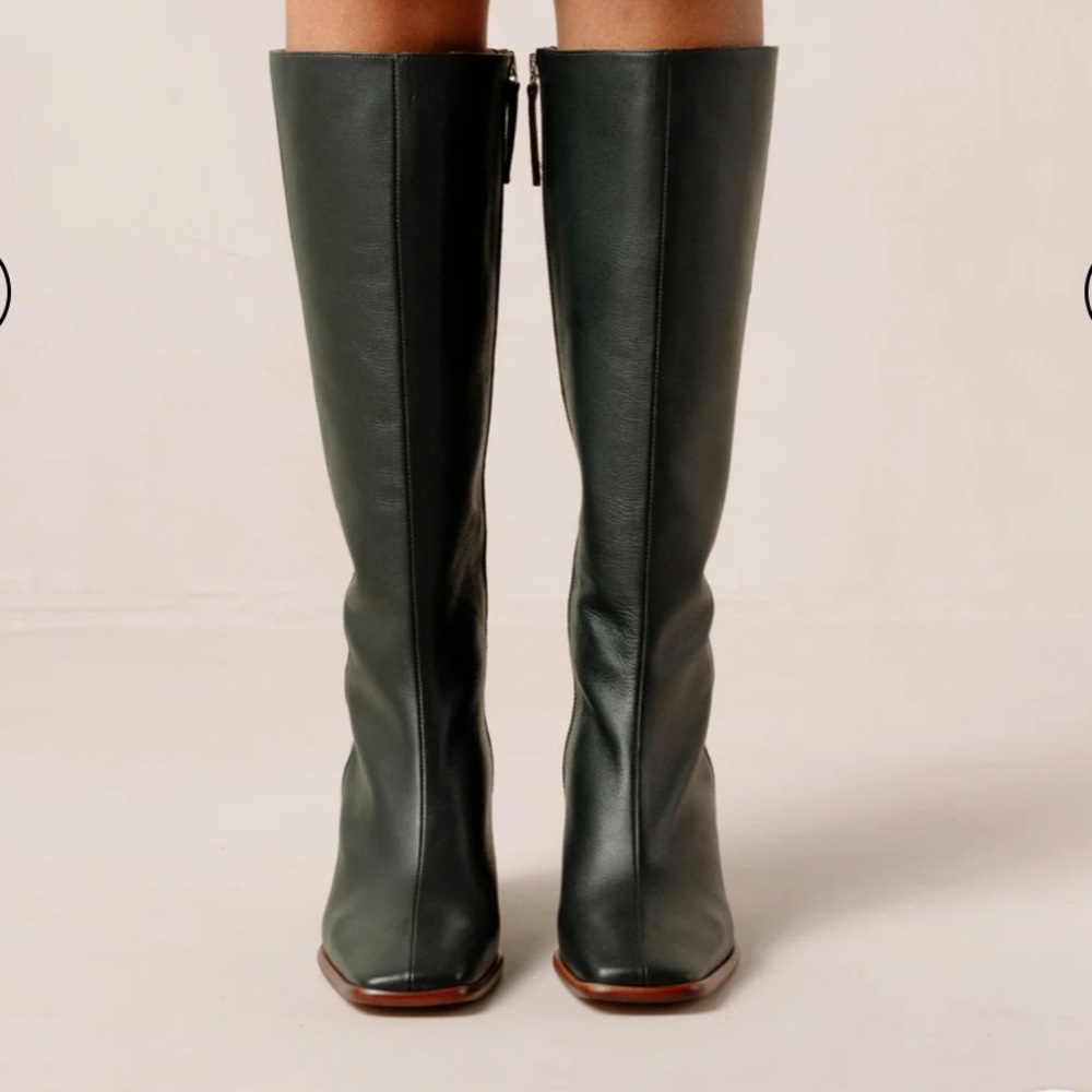 ALOHAS East Knee High Leather Boot- Dark Green - Picture 2 of 8